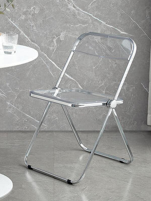 現貨 ：透明椅餐椅凳子家用折疊椅簡約ins風化妝椅戶外亞克力椅子