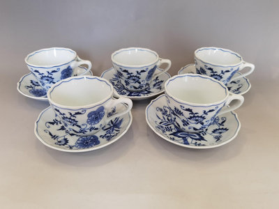 日本Blue Danube 藍色多瑙河咖啡杯 藍洋蔥紋樣咖啡杯 紅茶杯 下午茶杯碟套裝 五客