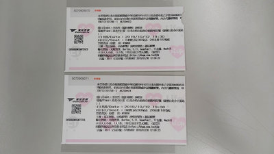李玖哲 2019 隱形動物 演唱會 台北小巨蛋 票根兩張 請注意有使用痕跡
