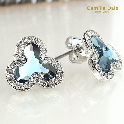 Camilla Dale 分子水鑽耳環(蒙大拿藍) 13mm 採用奧地利SW水晶平底石#2708