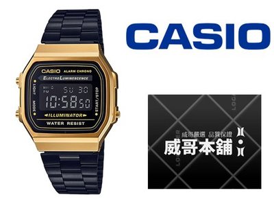 【威哥本舖】Casio台灣原廠公司貨 A168WEGB-1B 經典黑金電子錶