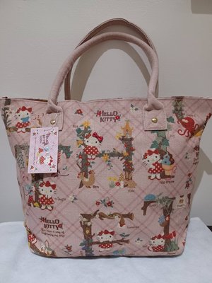 Hello Kitty  三麗鷗  ♥日本正品♥ 花園滿版圖案  帆布肩背 / 手提 托特包