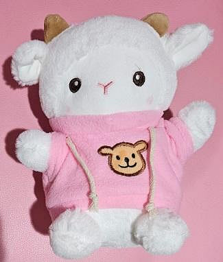 羊娃娃 羊咩咩 小羊 娃娃 絨毛玩具 填充玩偶 粉紅色 卡通 兒童 安撫