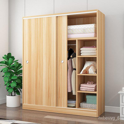 Dd🌷.推拉門衣櫃家用臥室現代簡約櫥櫃簡約組裝出租房間小戶型實木