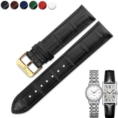 森尼3C-好品質針釦手錶帶代用浪琴時尚黛綽維納系列真牛皮手錶帶配件男女1517m-品質保證