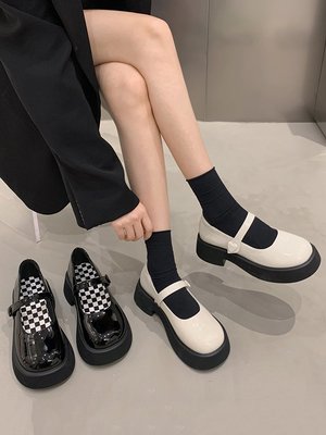 瑪麗珍鞋女2022年夏季新款超火時尚百搭圓頭淺口粗跟防~特價