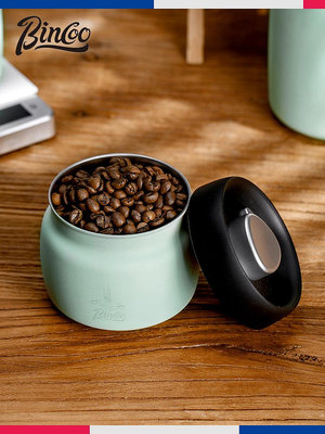 Bincoo咖啡豆密封罐不銹鋼咖啡粉罐保存罐按壓抽空排氣收納儲存罐~大麥小鋪