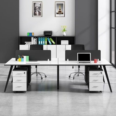 現貨熱銷-職員辦公桌簡約現代桌椅組合電腦4四人位屏風工作6工位家具