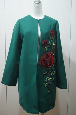 Dolce & Gabbana 綠色紅亮片玫瑰大衣 原購價 246000 特價 77000
