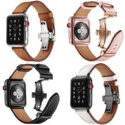 【可開發票】適用蘋果手表apple watch5表帶真皮iwatch1 2 3 4代通用手表帶38 40 42 44mm