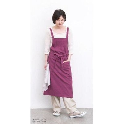 發現花園 日本選物～日本製  COCOWALK 雙口袋 長版圍裙 附 家事巾 ~紫色 / 深藍 (200805)