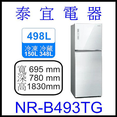 【本月特價】Panasonic國際 NR-B493TG 玻璃雙門冰箱 498L【另有GR-AG55TDZ】