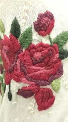 Laura Ashley洛拉 英國品牌領針織毛衣米色玫瑰花刺繡