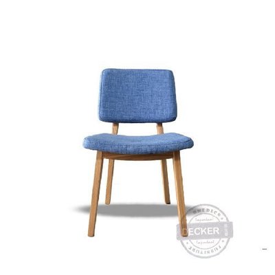 【Decker • 德克爾家飾】北歐風餐椅 實木書桌椅 咖啡廳 馬卡龍餐椅 - 麻牛仔藍原木