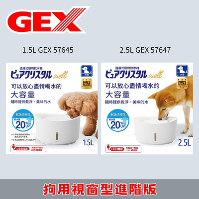 日本GEX 視窗型進階版1.5L/2.5L飲水機/狗/DC馬達低水位自動停止運作/軟水過濾棉 新款 usb