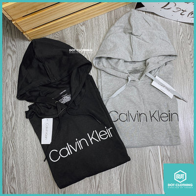 DOT聚點 Calvin Klein hooded美版 黑 灰 毛巾布 帽T CK 薄款 印字 LOGO 連帽長袖 男女