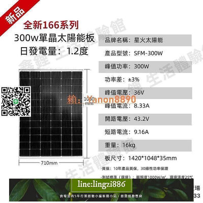 【現貨】W單晶太陽能板 36V 太陽能板 1420104835mm 太陽能電池板 光伏發電 光伏發電系統