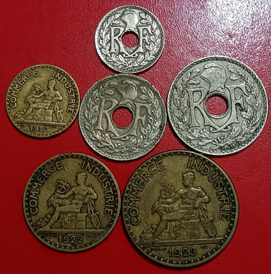【二手】 外國硬幣，法國早期5.10.25.50分1.2法郎六，1076 紀念幣 硬幣 錢幣【經典錢幣】
