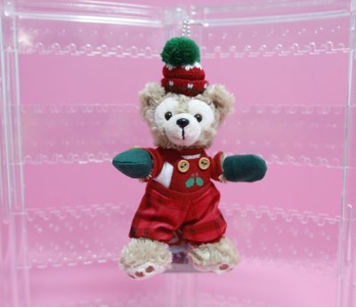 🌸Dona日貨🌸日本迪士尼海洋限定 Duffy達菲熊2013聖誕節吊帶褲毛線帽 珠鍊吊飾/包包掛飾 C39