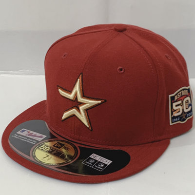 CA-美國職棒【休士頓太空人】MLB 2012年 LOGO隊徽 替代通用×50週年紀念 球員帽-7 1/2 (紅)