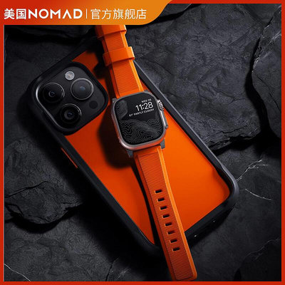 錶帶美國NOMAD AppleWatch Ultra活力橙T-1硬漢氟橡膠手表帶iwatch s8