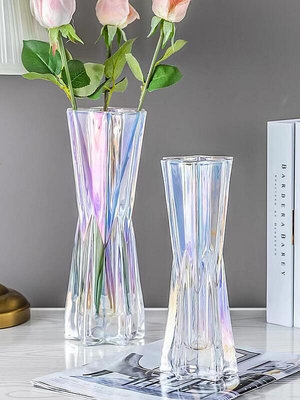 創意家居擺設六角玻璃花瓶透明六星花器鮮花假花插花簡約花藝瓶