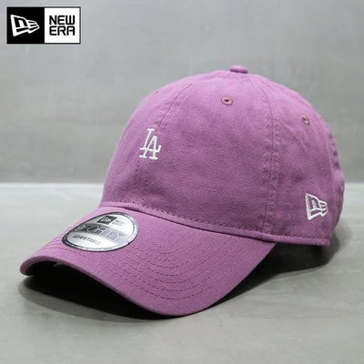 現貨優選#NewEra帽子韓國代購紐亦華MLB棒球帽軟頂小標LA道奇鴨舌帽粉紫色簡約