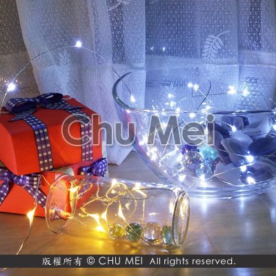 110V/220V-晝白色LED銅線燈串10米100燈附變壓器 - 銅線串燈 婚禮佈置 裝飾燈串 led聖誕燈 星星燈