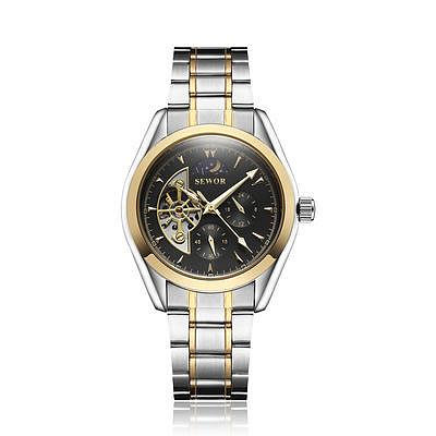 現貨男士手錶腕錶SEWOR思沃奇機械錶 速賣通鋼帶鏤空男士商務機械錶全自動腕錶