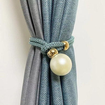 窗簾綁帶免打孔珍珠綁飾一對裝輕奢可調節收納繩夜明珠綁帶窗簾扣