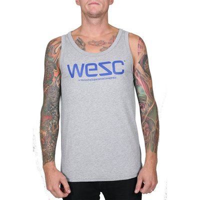 WESC 藍字膠印logo 灰色背心  TANK VEST