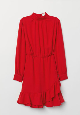 全新H&M立領紅洋裝 44號