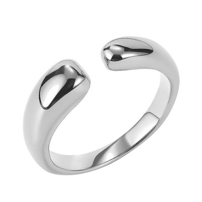 《 QBOX 》FASHION 飾品【R21N703】精緻個性歐美簡約幾何線形開口鈦鋼戒指/戒環(特價)