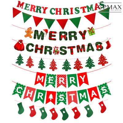 CPMAX 聖誕字母拉旗 聖誕節派對拉旗 聖誕老人 聖誕節裝飾品 無紡布 馴鹿 雪人 裝飾 耶誕節 【1628H】