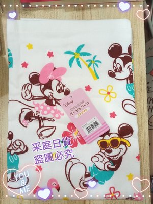 💙采庭日貨💙J563 日本境內版 迪士尼 100%純棉 夏威夷款米奇&米妮 長條浴巾 嬰兒包巾 大毛巾長約120CM