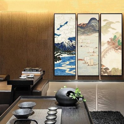ART。DECO  安藤廣重近江八景浮世繪日式無框畫客廳現代簡約山水裝飾畫