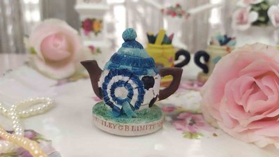 紫丁香歐陸古物雜貨♥英國tetley GB limited1996雪梨藍色手繪茶壺擺飾一個