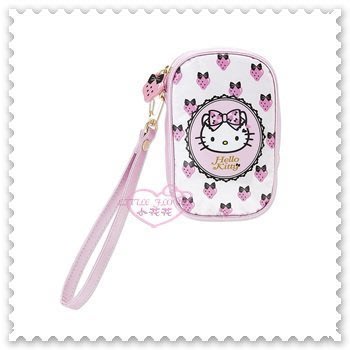♥小公主日本精品♥ Hello Kitty 粉色 草莓 蝴蝶結 大臉 隨身提包 相機包 手機袋 小物袋 41023006