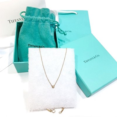 【鑽石永流傳】💎  名牌真品 💎 Tiffany 18K 玫瑰金 鎖骨鍊 鑽石項鍊~