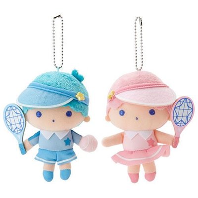 花見雜貨~日本進口全新正版kiki&amp;lala雙子星小雙星仙子網球系列絨毛玩偶吊飾娃娃吊飾2入