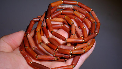 【二手】西亞 年 pyu時期 2300多年 紅玉髓 管珠手鏈，手串16659【愛收藏】古董 老貨 擺件