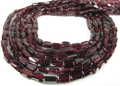 【天然寶石DIY串珠材料-超值組】紅寶色石榴石閃亮長方形弧(平)面寶石珠串~出清
