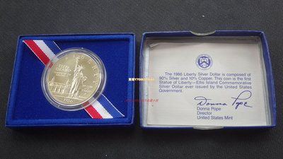 原盒證 美國1986年自由女神落成200年1美元紀念銀幣 費城版 美洲 錢幣 銀幣 紀念幣【悠然居】310