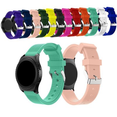 丁丁 三星 Gear S2 錶帶 Ticwatch 2 732矽膠條紋錶帶 20mm TPU智能運動手錶替換腕帶 時尚