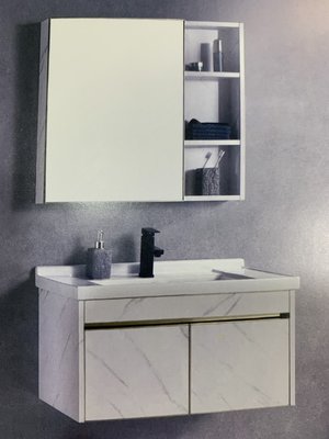 DIY水電材料 白鐵大理石紋鏡櫃 /浴櫃/ 廚物櫃/ 浴室置物櫃 鏡台/浴室鏡子