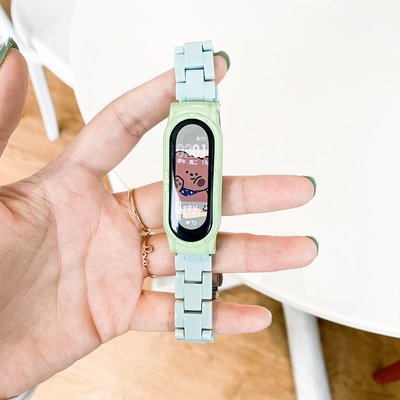 適用小米手環6錶帶 小米手環3/4/5腕帶NFC版抹茶綠智能運動替換帶個性潮雙拼色設計三四五六代女生款通用配件
