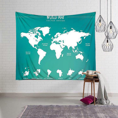直銷#歐美印度北歐掛布背景布掛毯桌布大洋海洋世界地圖房間臥室