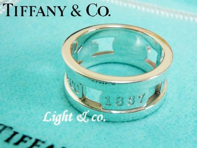 【Light &amp; co.】二手真品 TIFFANY &amp; CO Tiffany &amp; Co 925 純銀 1837 戒指 簍空 寬版
