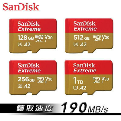 現貨】SanDisk 128G 256G 512G 1TB Extreme A2 microSD 記憶卡