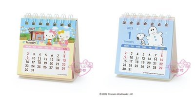 ♥小花花日本精品♥Hello Kitty 史努比 2023年 迷你桌曆 年曆~3